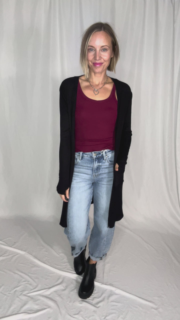 Sierra Ribbed Cardigan- BLACK