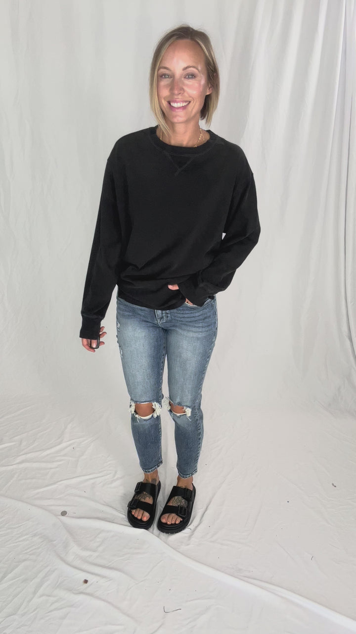 Rita Washed Tunic Long Sleeve- BLACK