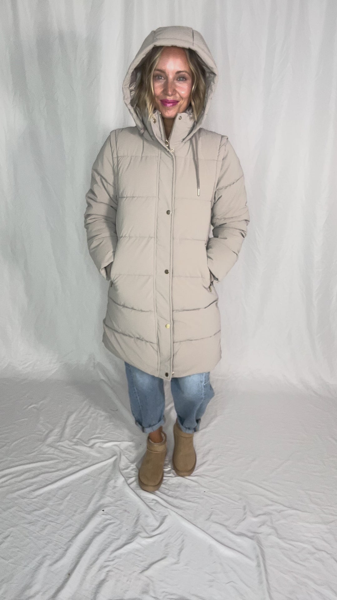 Only Dixie 2-In-1 Water Repellent Coat- TAUPE GREY