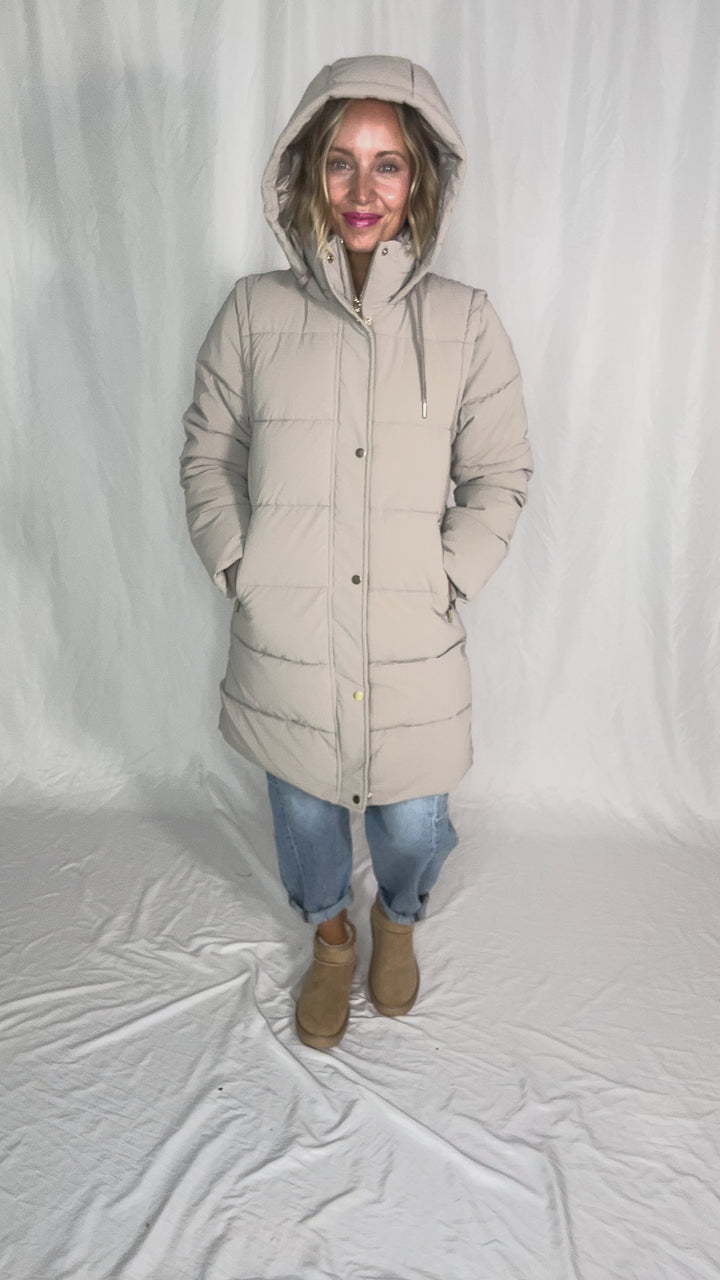 Only Dixie 2-In-1 Water Repellent Coat- TAUPE GREY