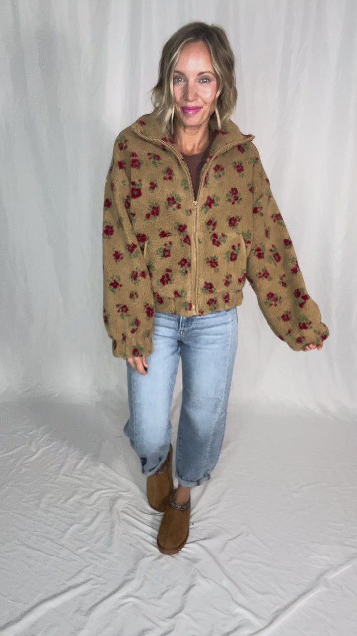 Shayla Full Zip Sherpa Jacket- TAUPE