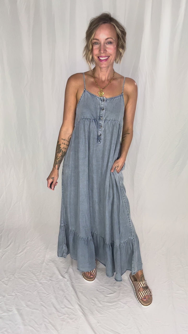 Neve Tencel Chambray Scoop Maxi- DENIM
