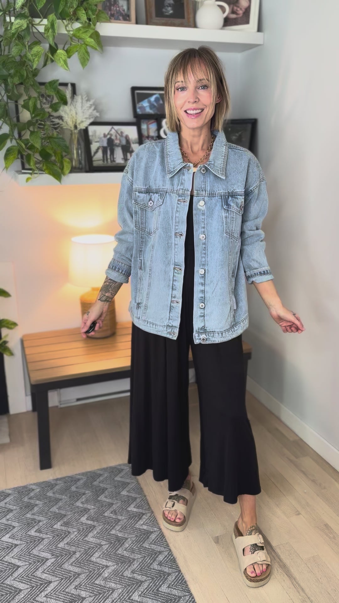 Marisol Washed Denim Jacket- LIGHT/MEDIUM DENIM