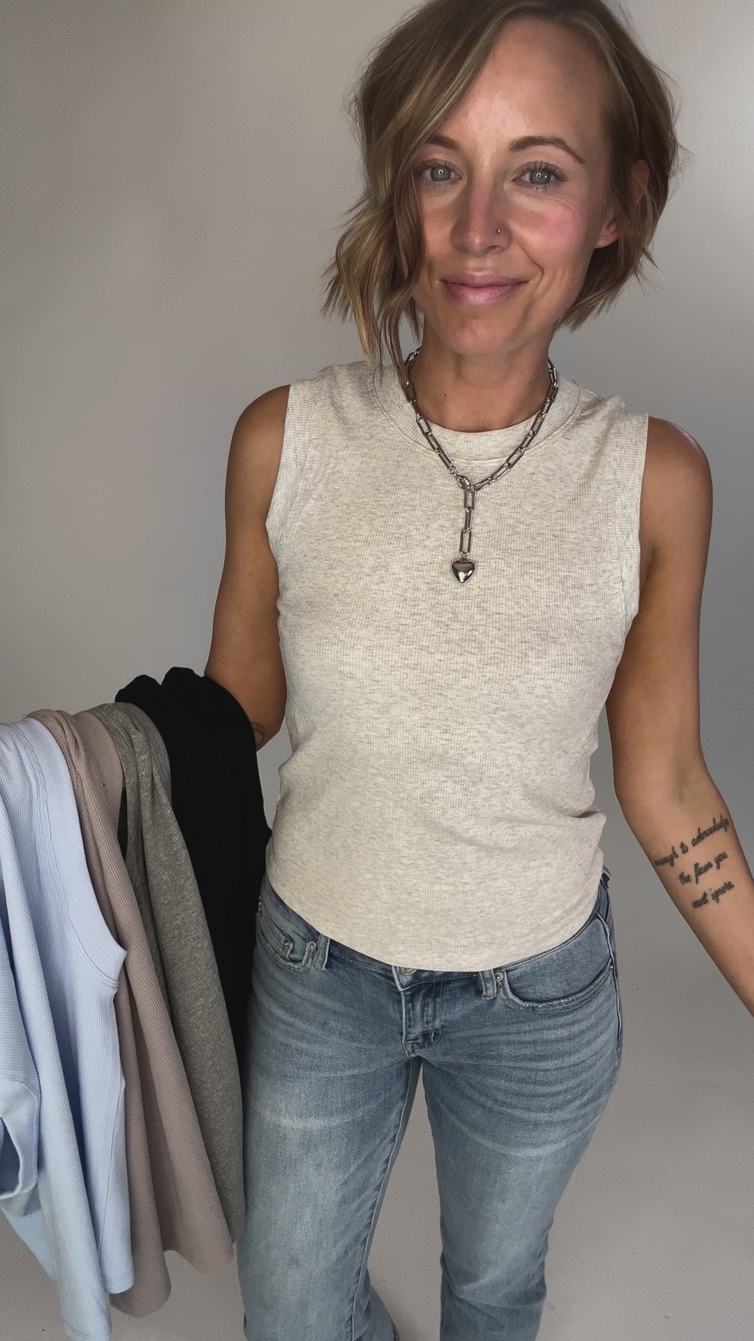 Shoreline Crewneck Tank- ONYX-FINAL SALE