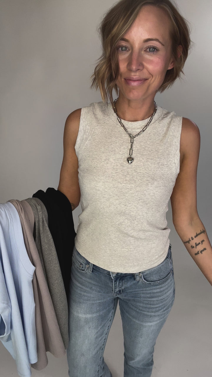 Shoreline Crewneck Tank- ONYX-FINAL SALE