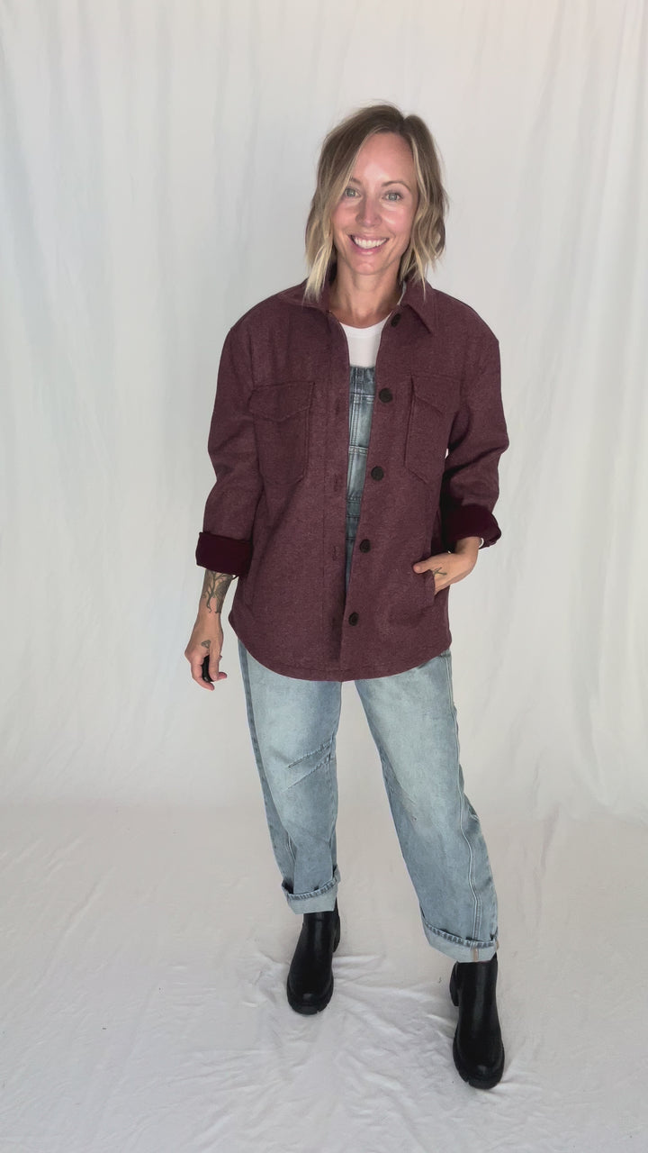Rainier Classic Shacket- BURGUNDY