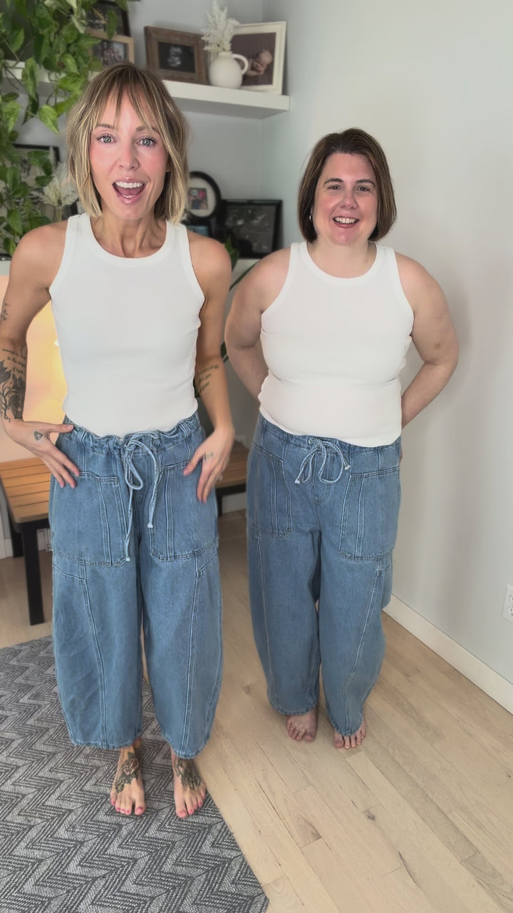 Golden Hour Tie Waist Pants- LIGHT BLUE DENIM-FINAL SALE