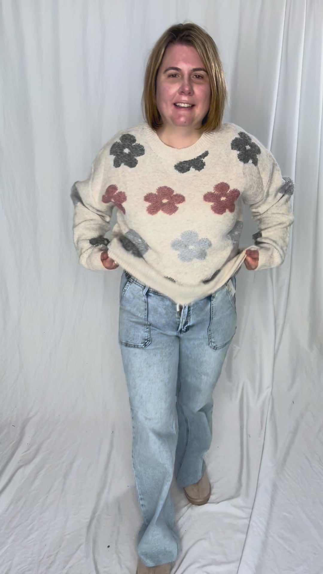 Blossom Flower Sweater- BEIGE