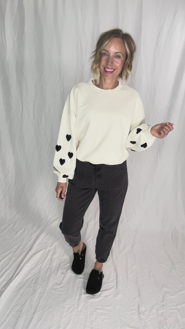 ONLY Macy Hearts Sweatshirt- CLOUD DANCER