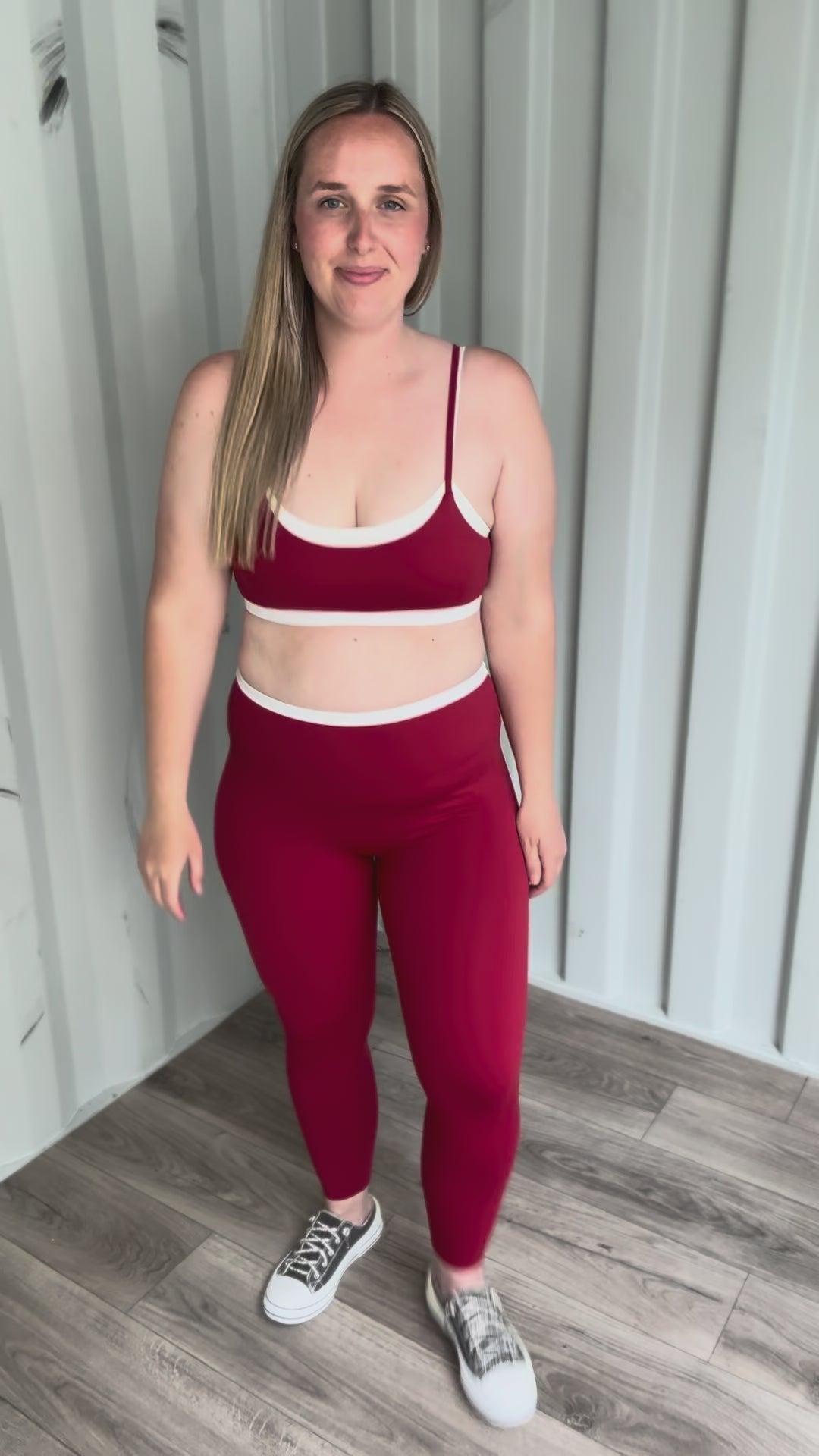 Kimber Contrast Trim Legging- CHERRY