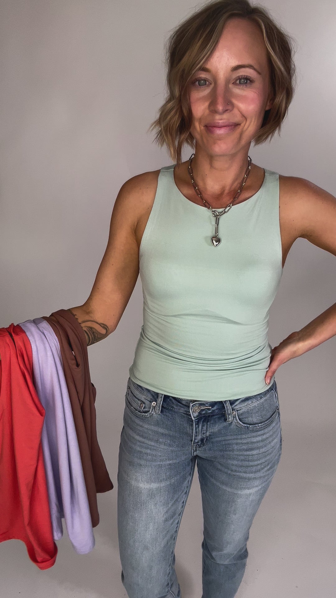 Ingrid Double Lined Boat Neck Knit Tank- MOCHA-FINAL SALE