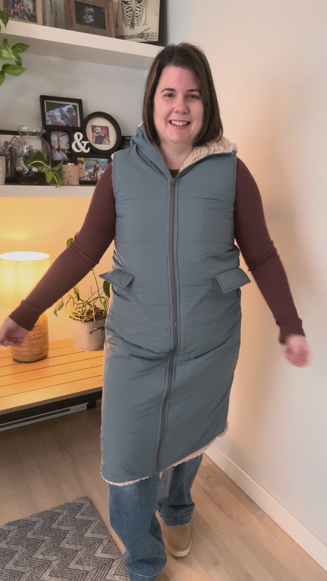 Blake Reversible Sherpa Puffer Vest- BLUE