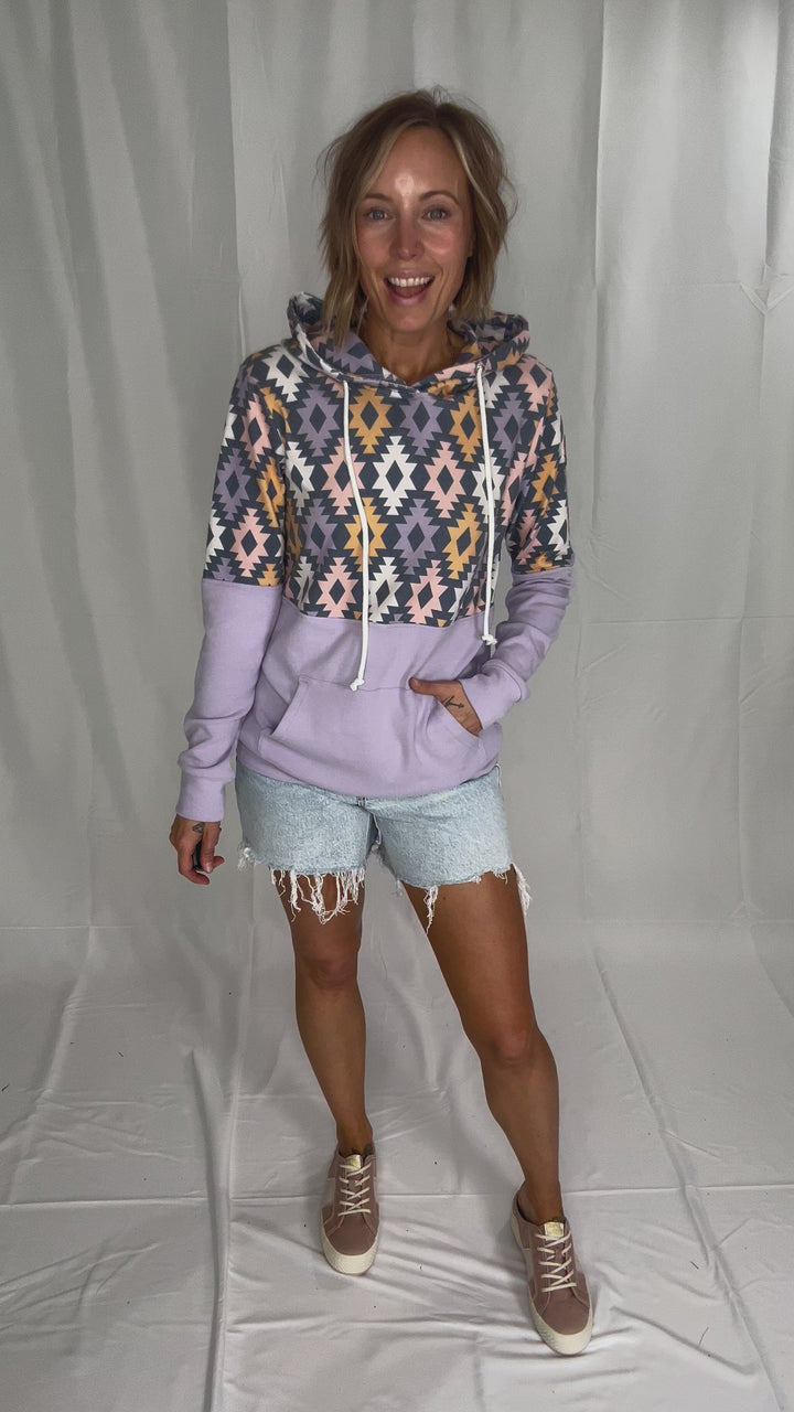 MICHELLE MAE Hayze Geometic Pullover- LAVENDER MUTLI-FINAL SALE