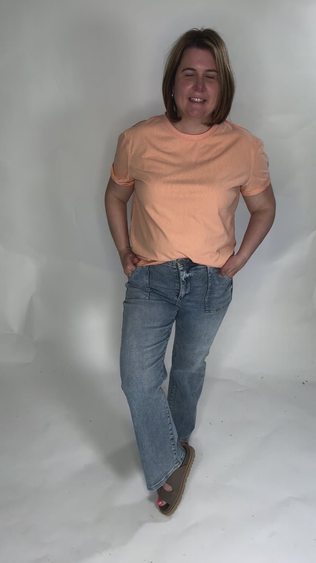 Tali Soft Cotton Blend Short Sleeve Tee- PEACHES-FINAL SALE