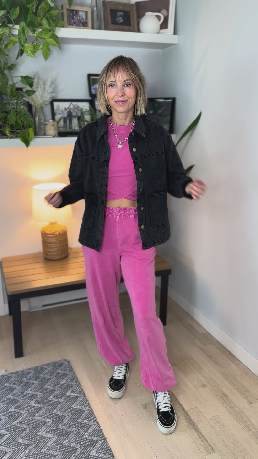 Maude Washed Stretch Cotton Set- FUCHSIA