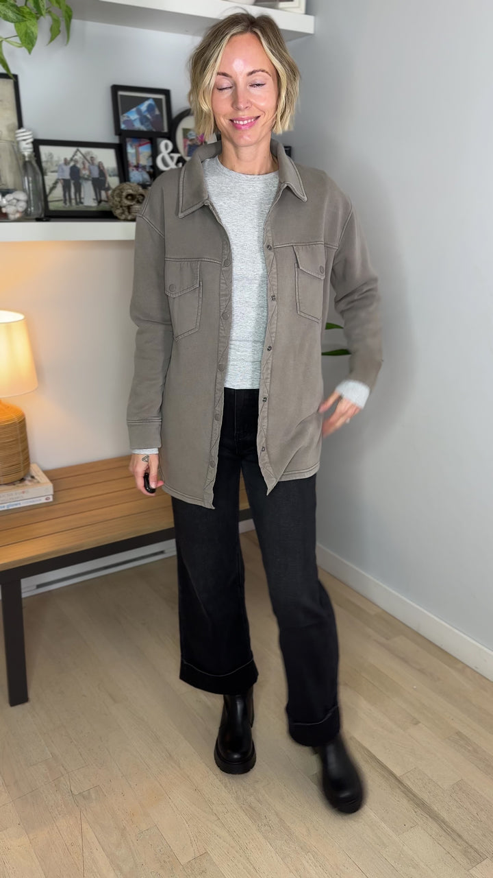 MONO B Valerie Snap on Shacket- TRUFFLE
