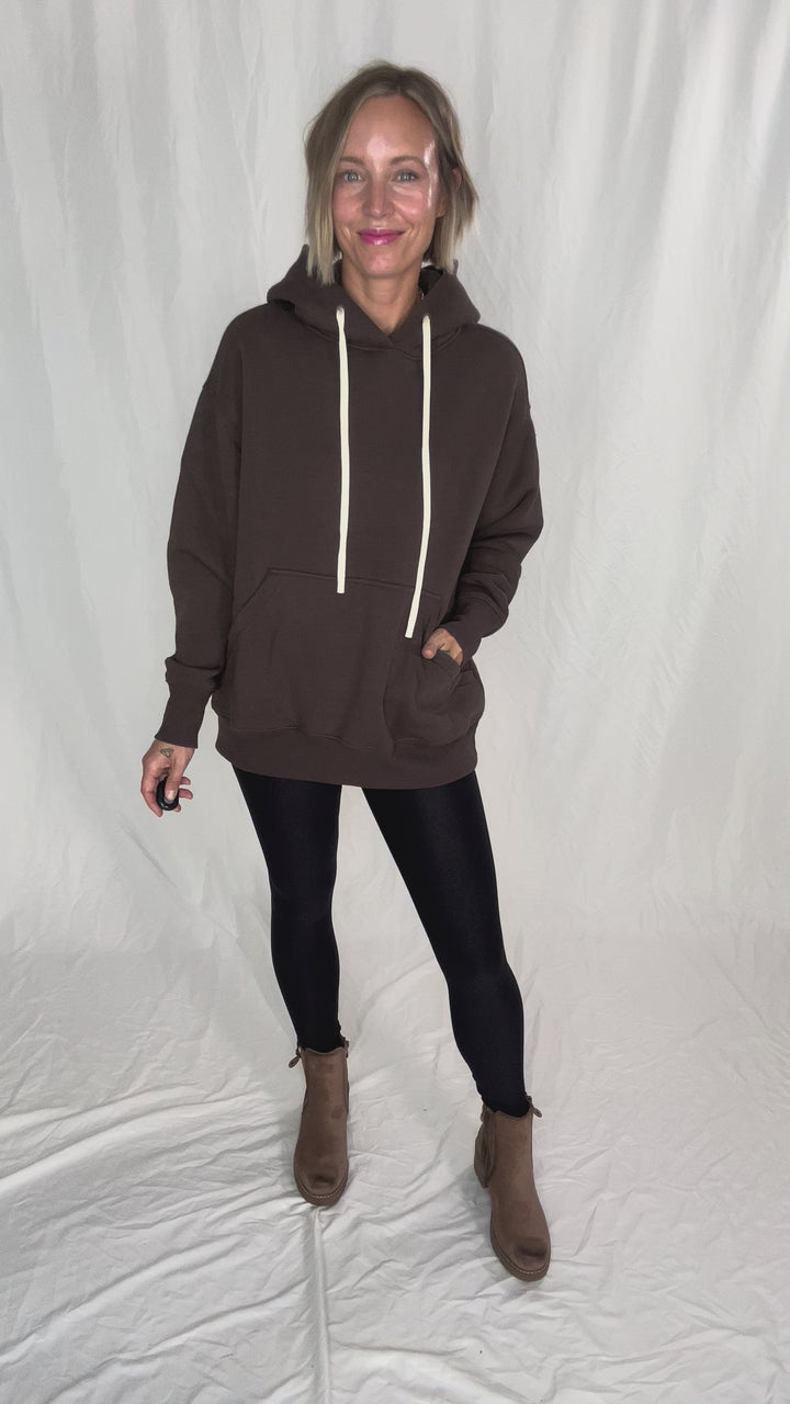 Mono B Cloudwalk Pullover Fleece Hoodie- ESPRESSO