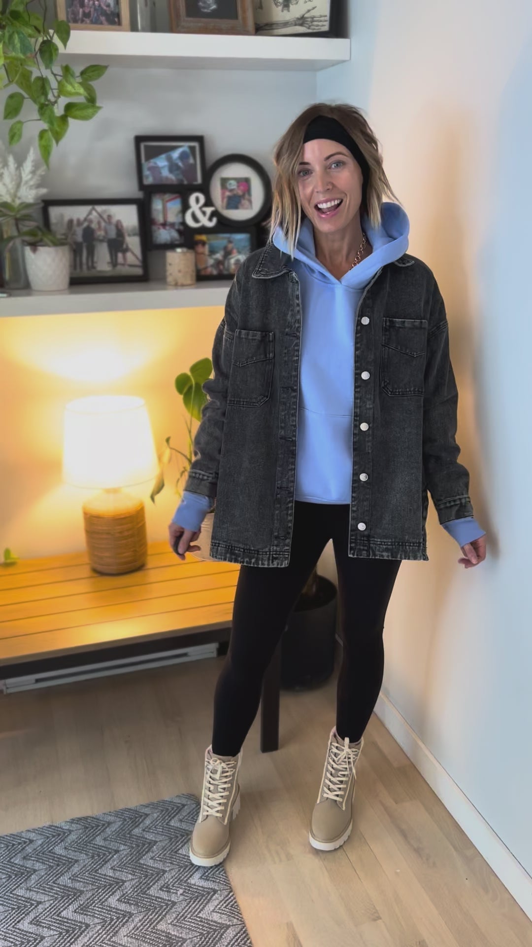 Nikki Button Down Denim Jacket- WASHED BLACK