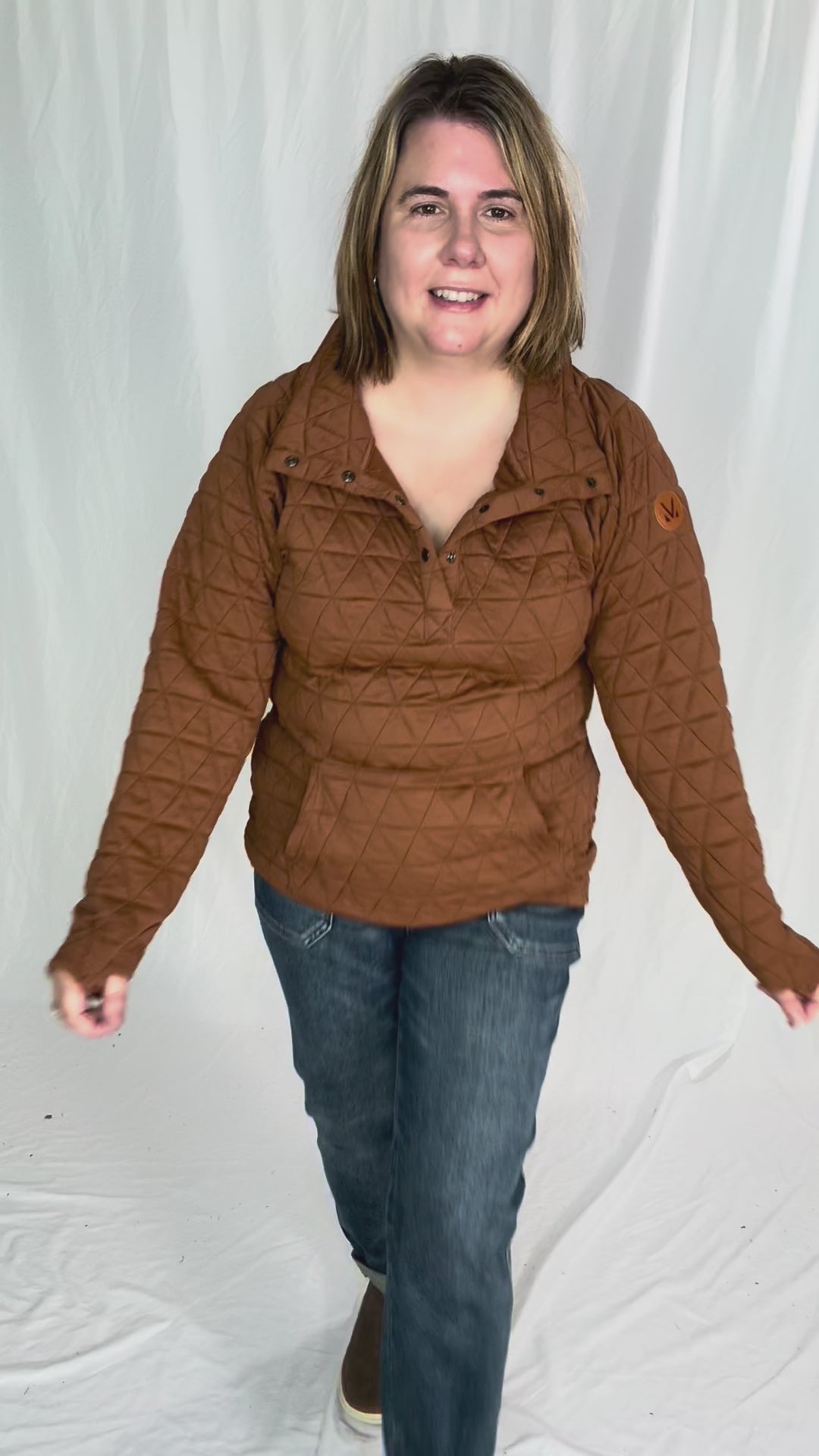 MICHELLE MAE Georgia Quilted Snap Button Pullover- RUST **PRE-ORDER ETA SEPT 10**