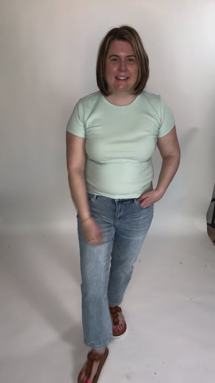 Della Ribbed Knit Top- MINT-FINAL SALE