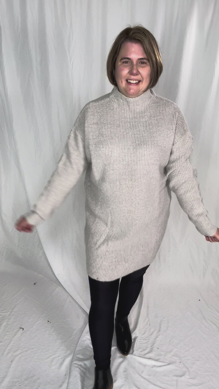 Jessie Knit Sweater Dress- BIRCH