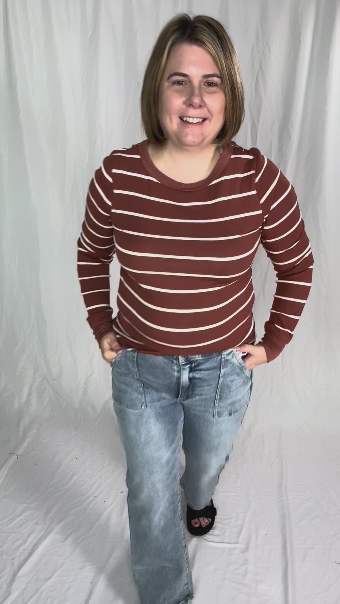 THREAD & SUPPLY Stacy Long Sleeve- BROWN WHITE