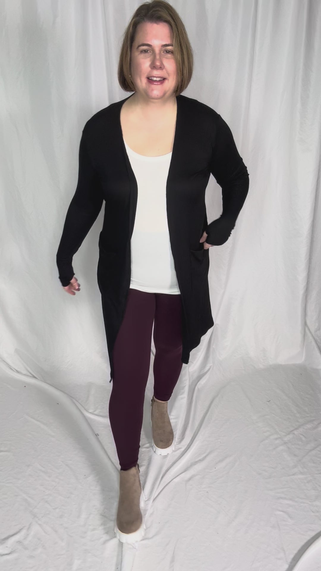 Sierra Ribbed Cardigan- BLACK