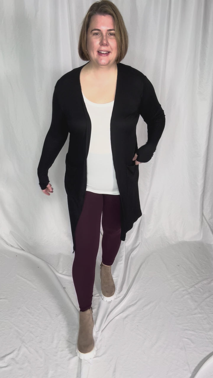 Sierra Ribbed Cardigan- BLACK