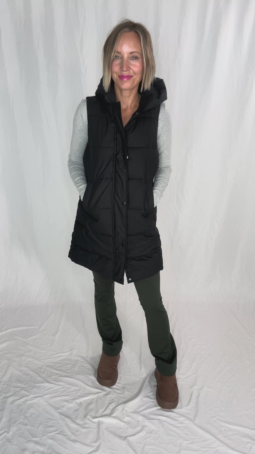 Sierra Mist Coated Longline Vest- BLACK