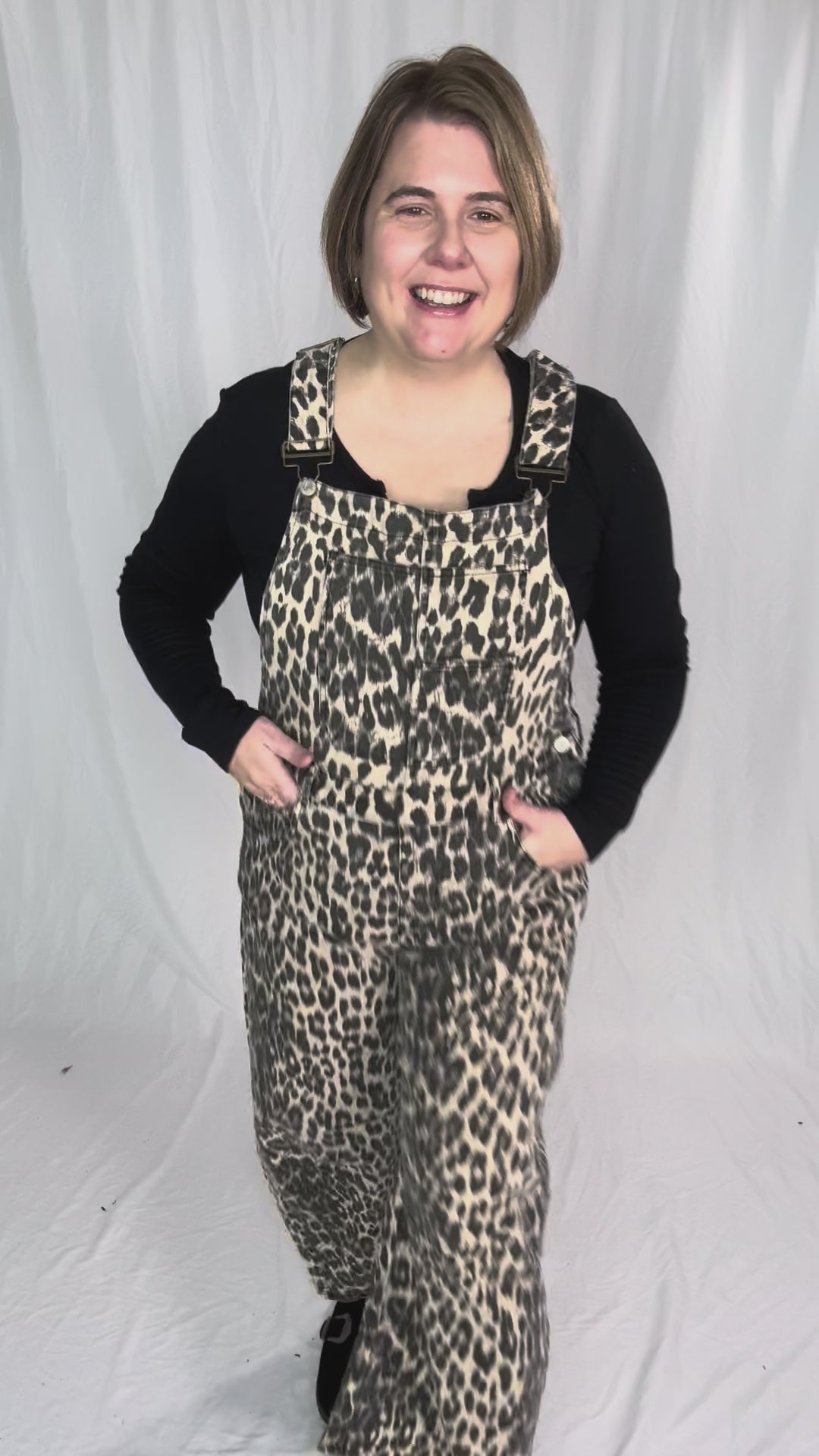 Luneh Leopard Print Overalls- CHESTNUT