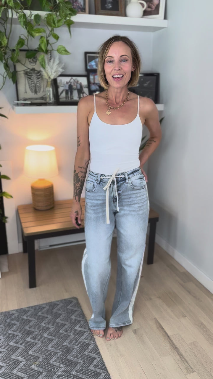 RISEN Clover Slouchy Side Stripe Jean- LIGHT WASH