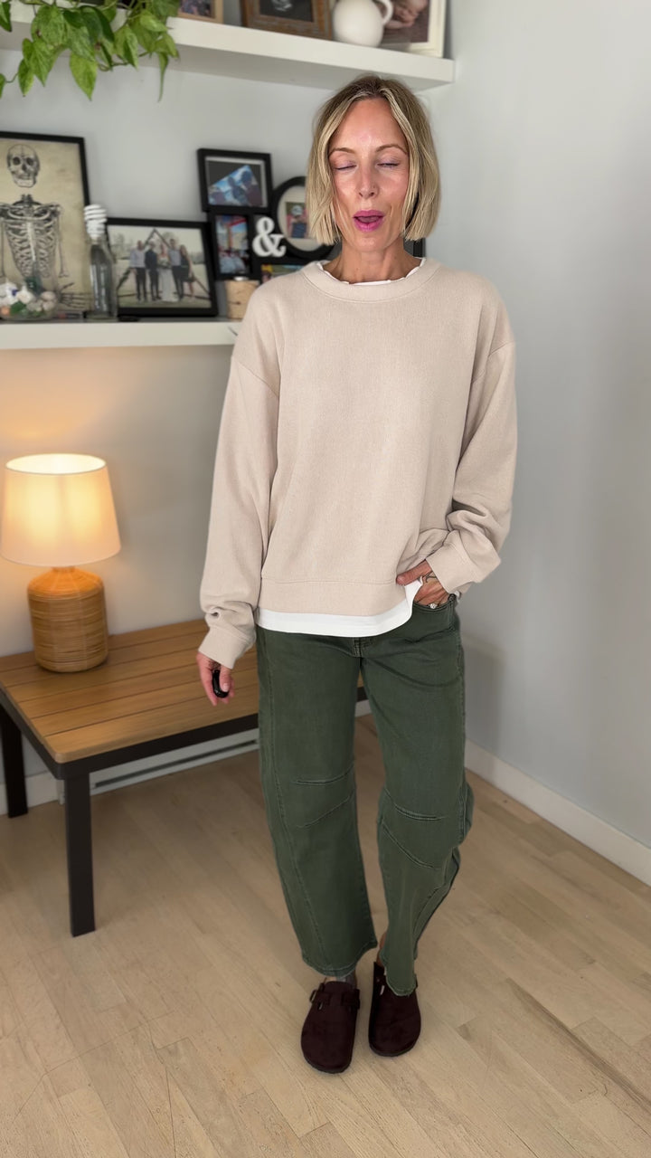 Murphy Layered Look Sweatshirt- CLAY