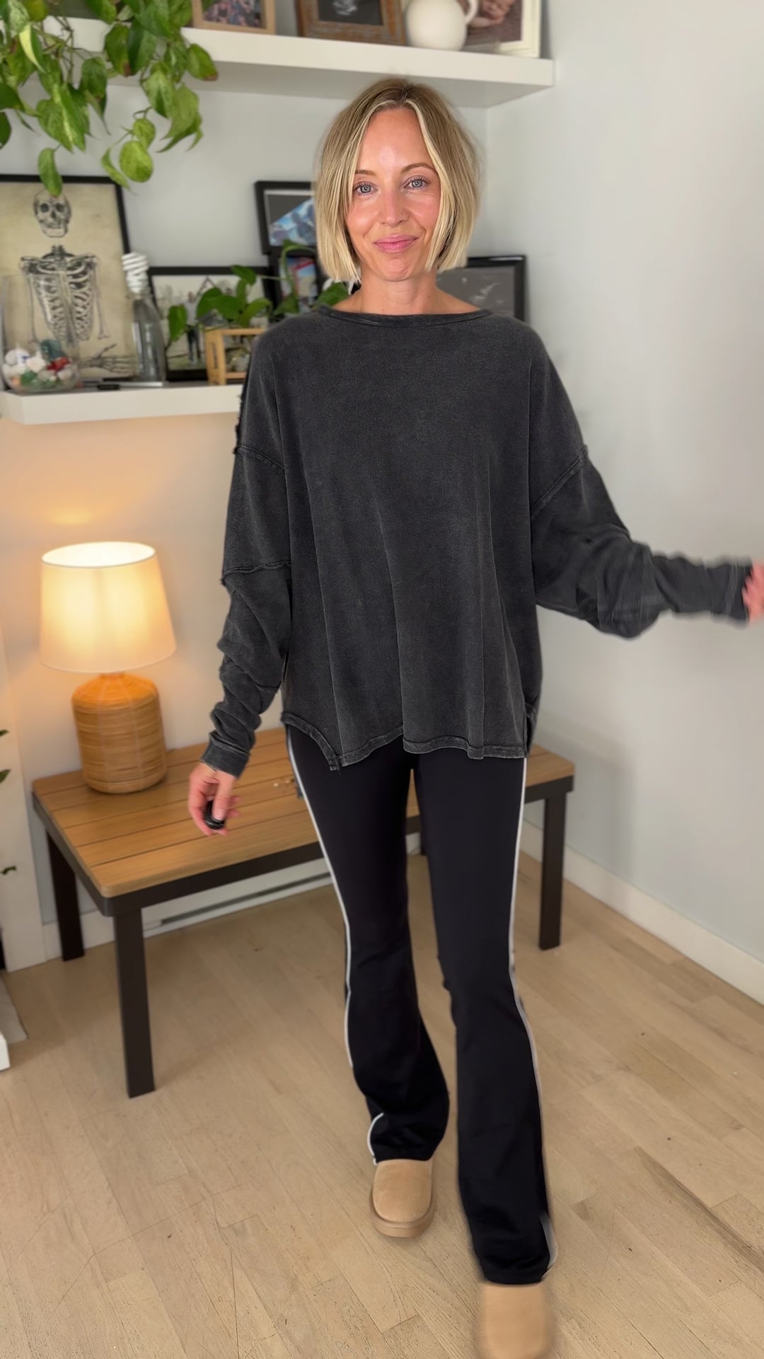 Mono B Jacey Classic Cotton Pullover- BLACK