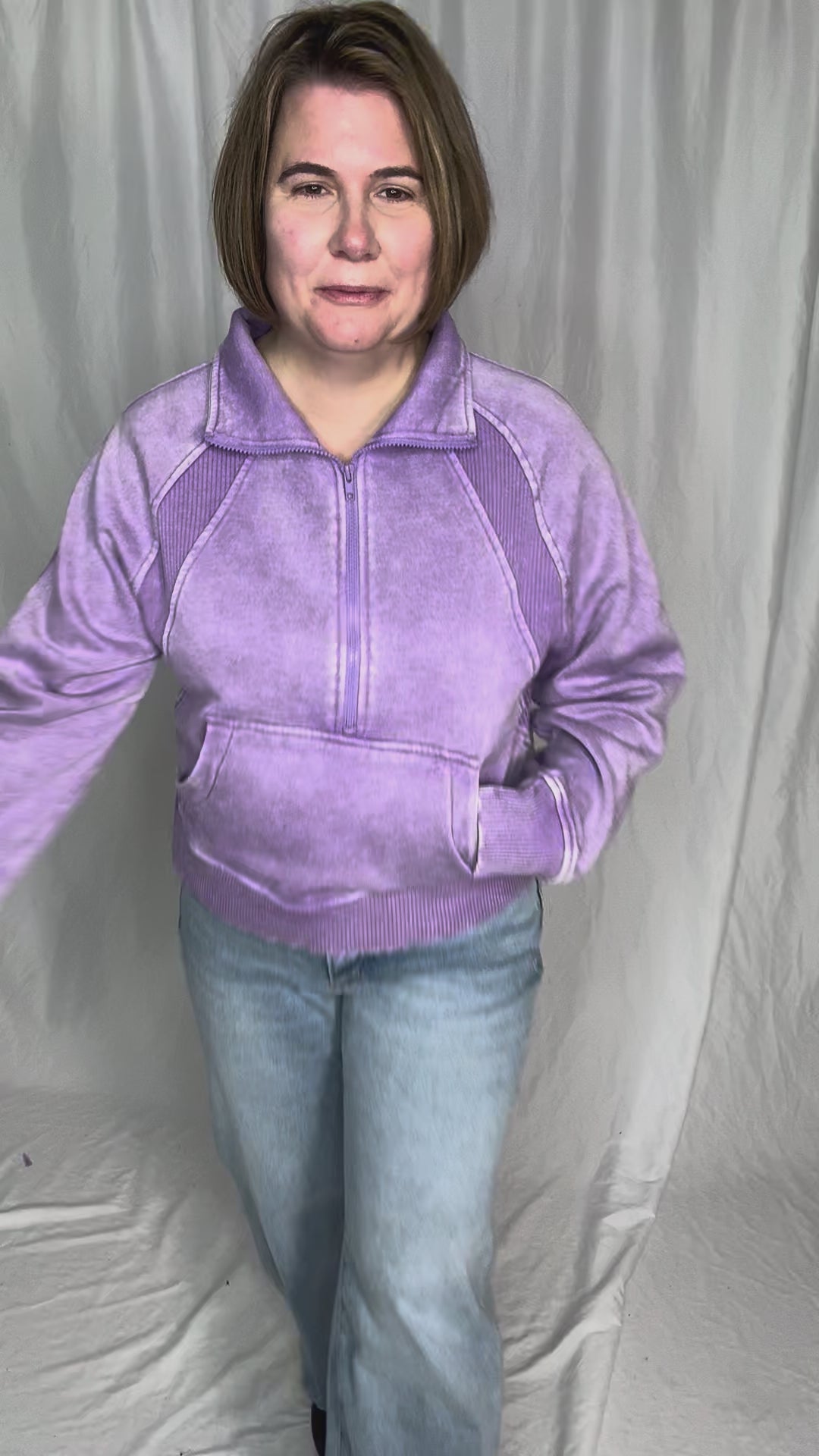 Cozy Hour Mock Neck 1/2 Zip- LAVENDER