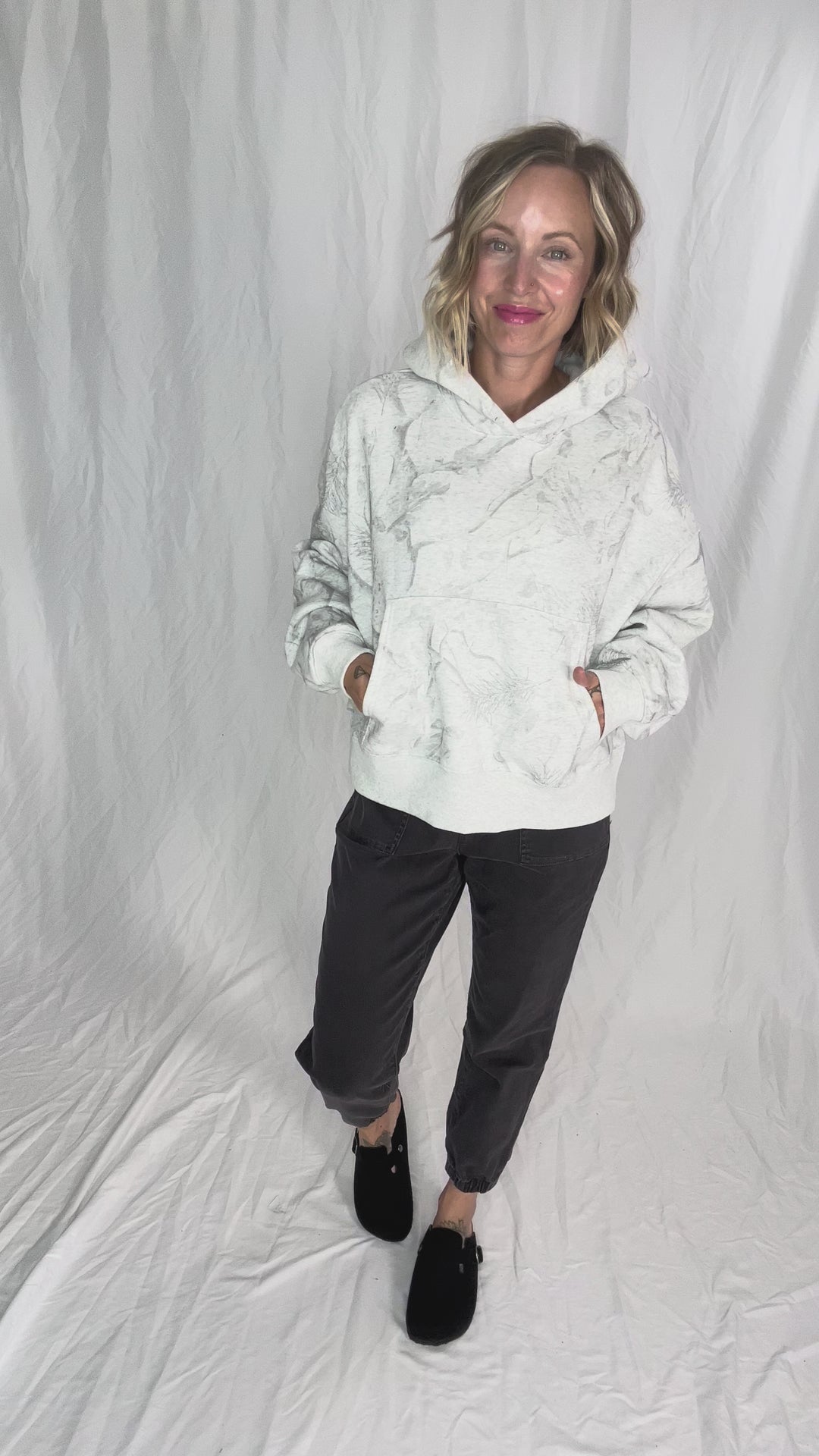 Owen Camouflage Loose Fit Front Pocket Hoodie- GREY