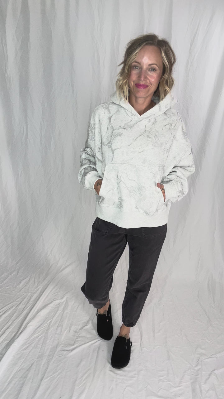 Owen Camouflage Loose Fit Front Pocket Hoodie- GREY
