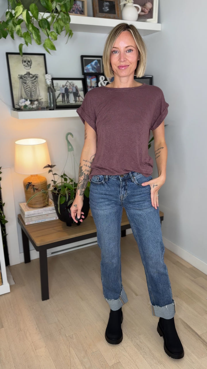 Mica Denim Shirley Mid Rise Straight Leg Jeans- INDIGO