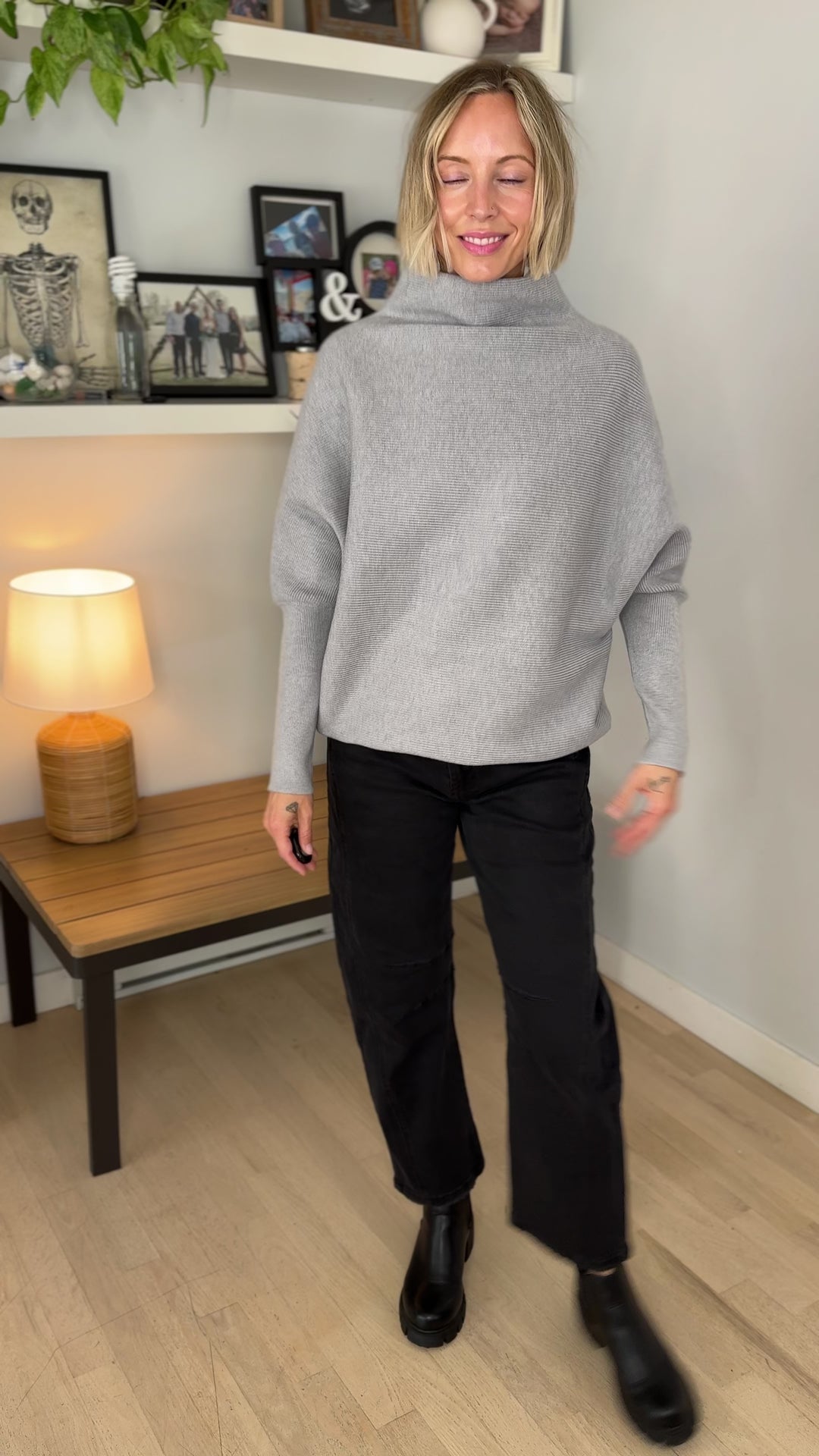 Wild Pines Dolman Sweater- HEATHER GREY