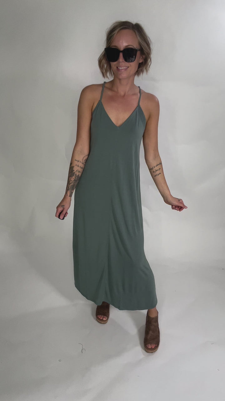 Alba Modal V-Neck Maxi- SPRUCE-FINAL SALE