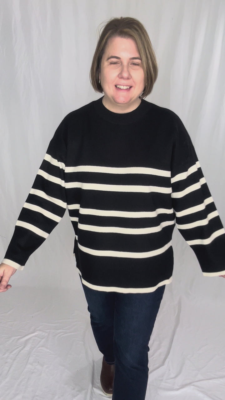 VERO MODA Saba O-Neck Sweater- BLACK STRIPE