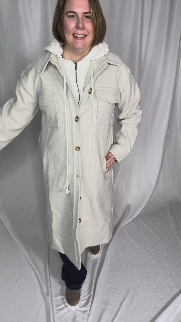 Evergreen Twofer Hoodie Jacket- OATMEAL