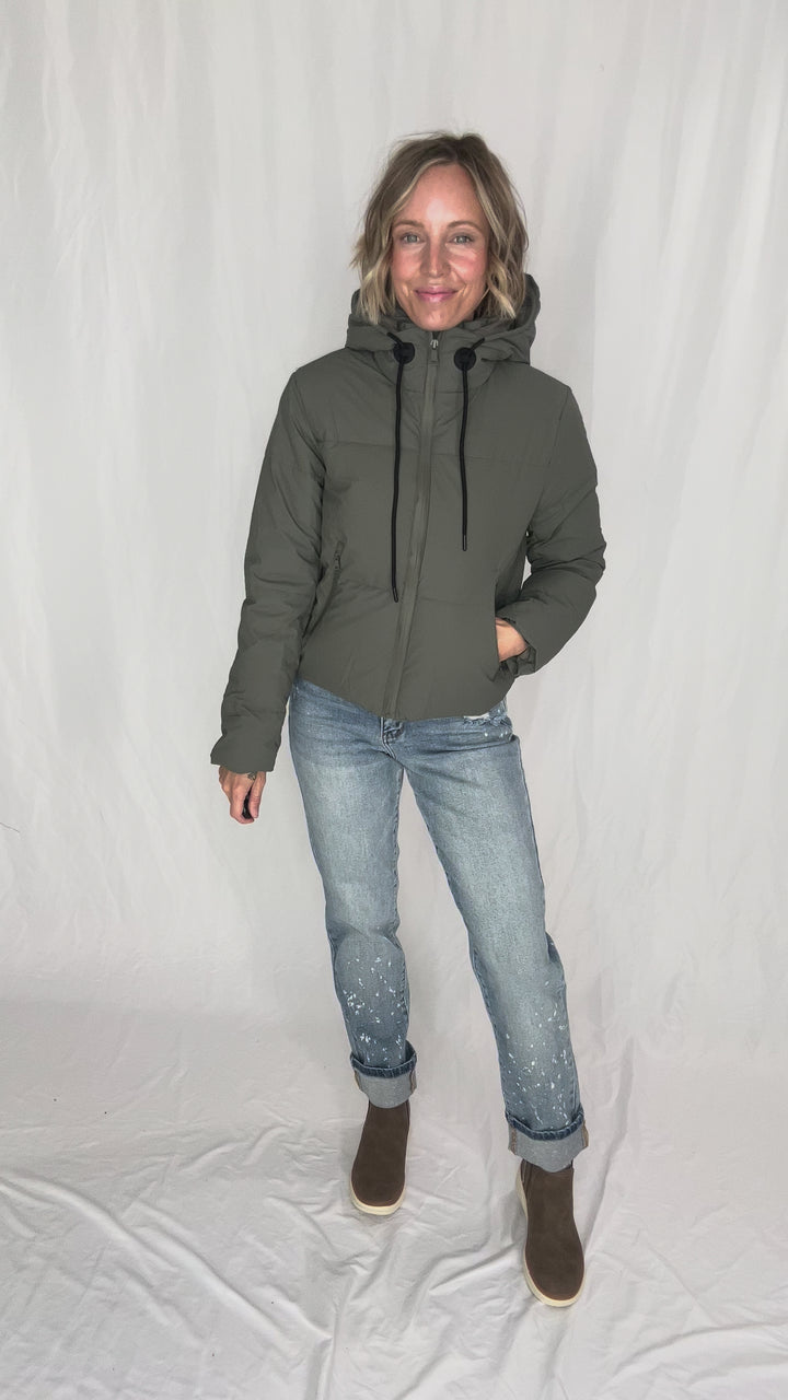 Johnstone Coated Jacket- OLIVE