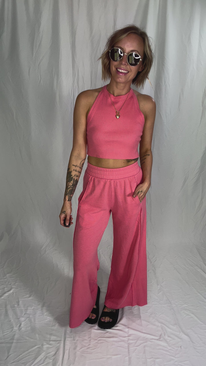 Evangeline Halter Set- BUBBLE PINK-FINAL SALE
