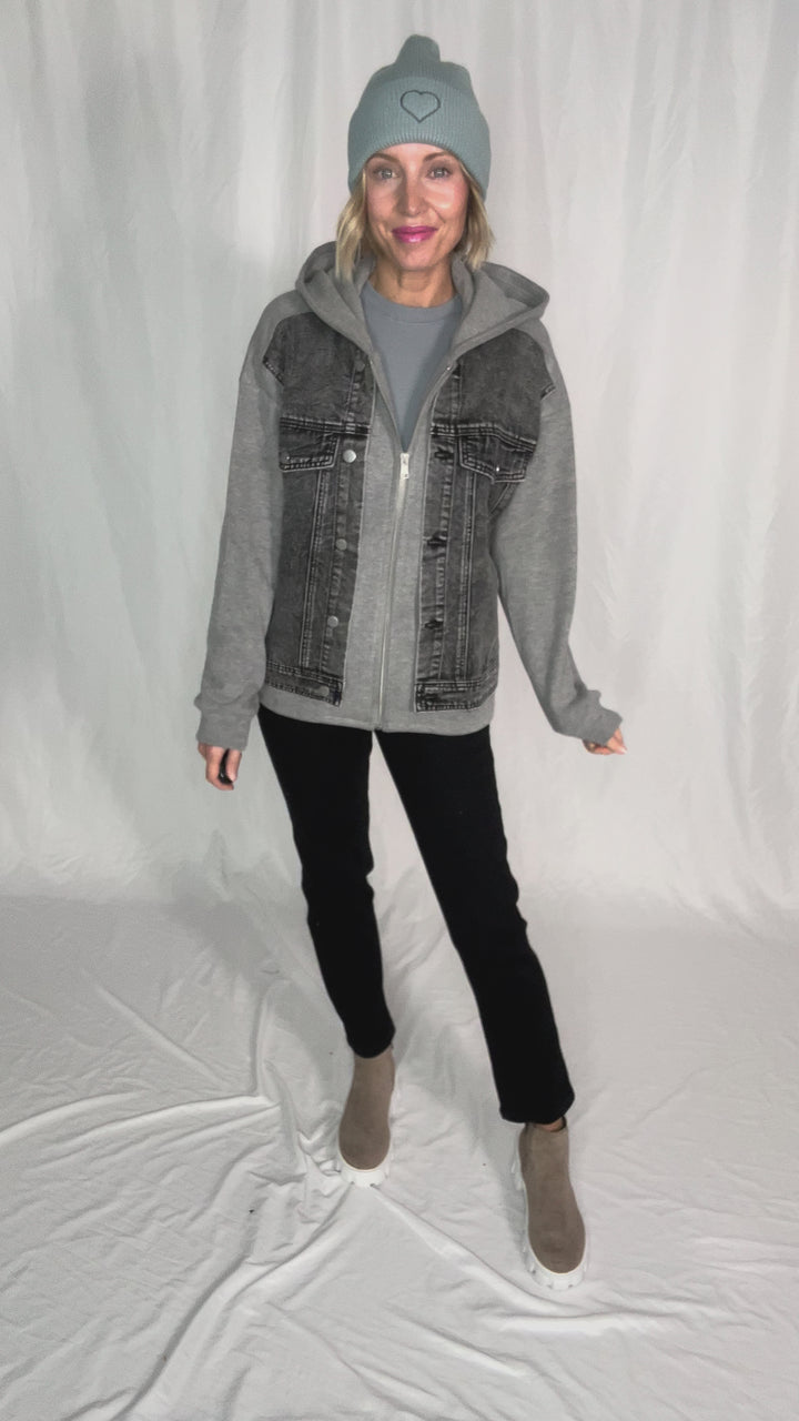 Jordana Fleece Lined Hoodie Jacket- BLACK