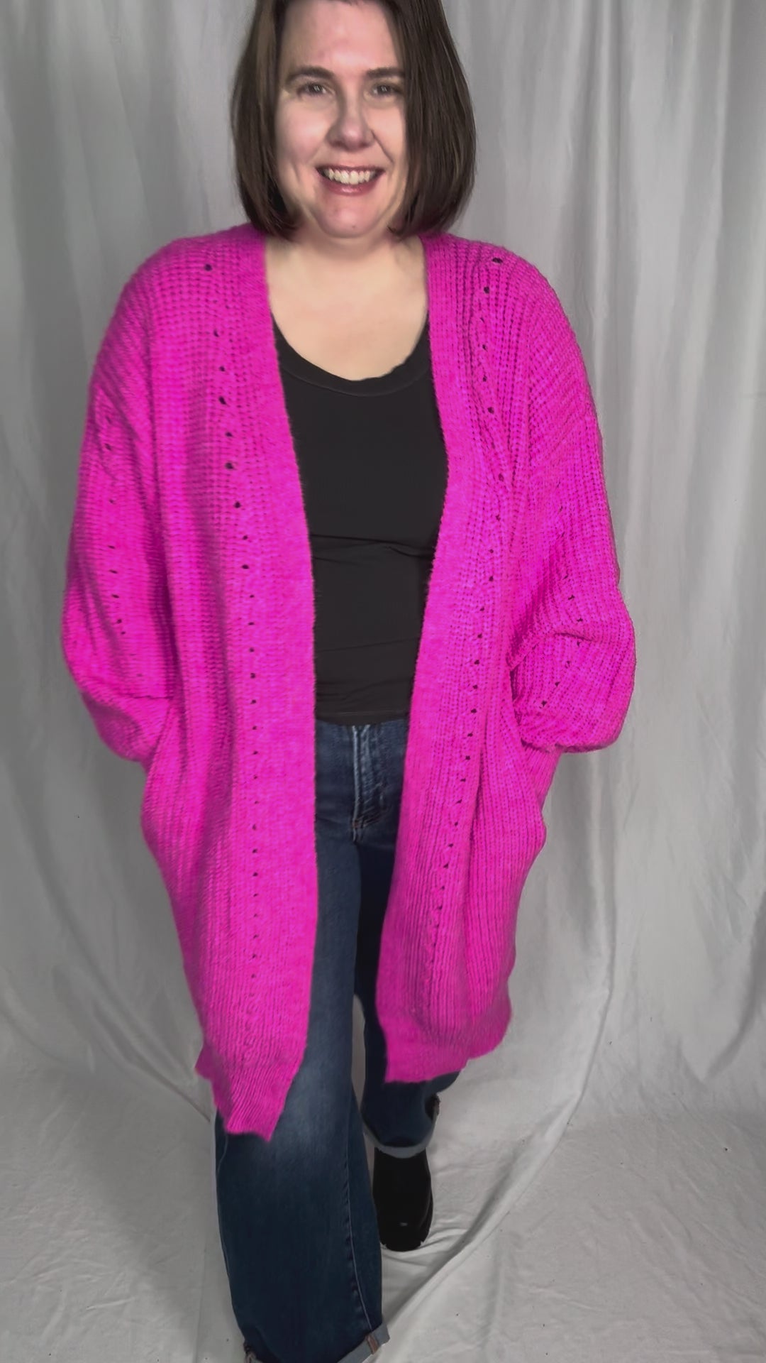 Arlo Soft Knit Cardigan- HOT PINK