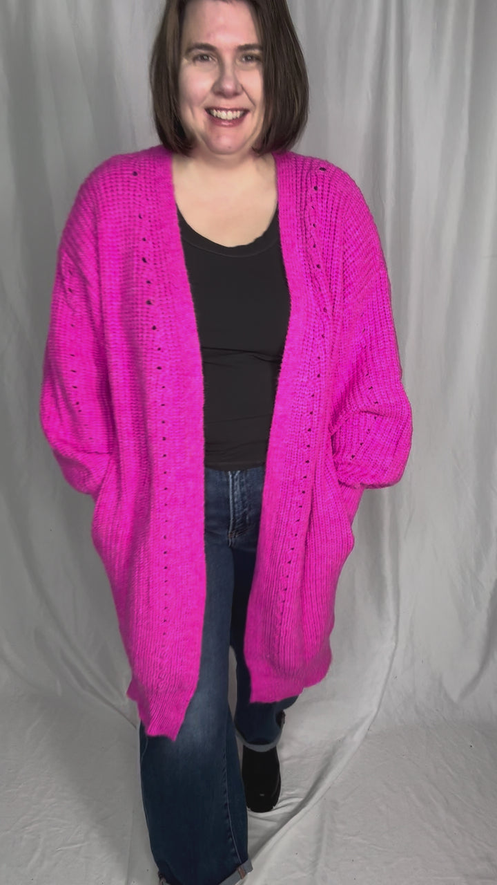 Arlo Soft Knit Cardigan- HOT PINK