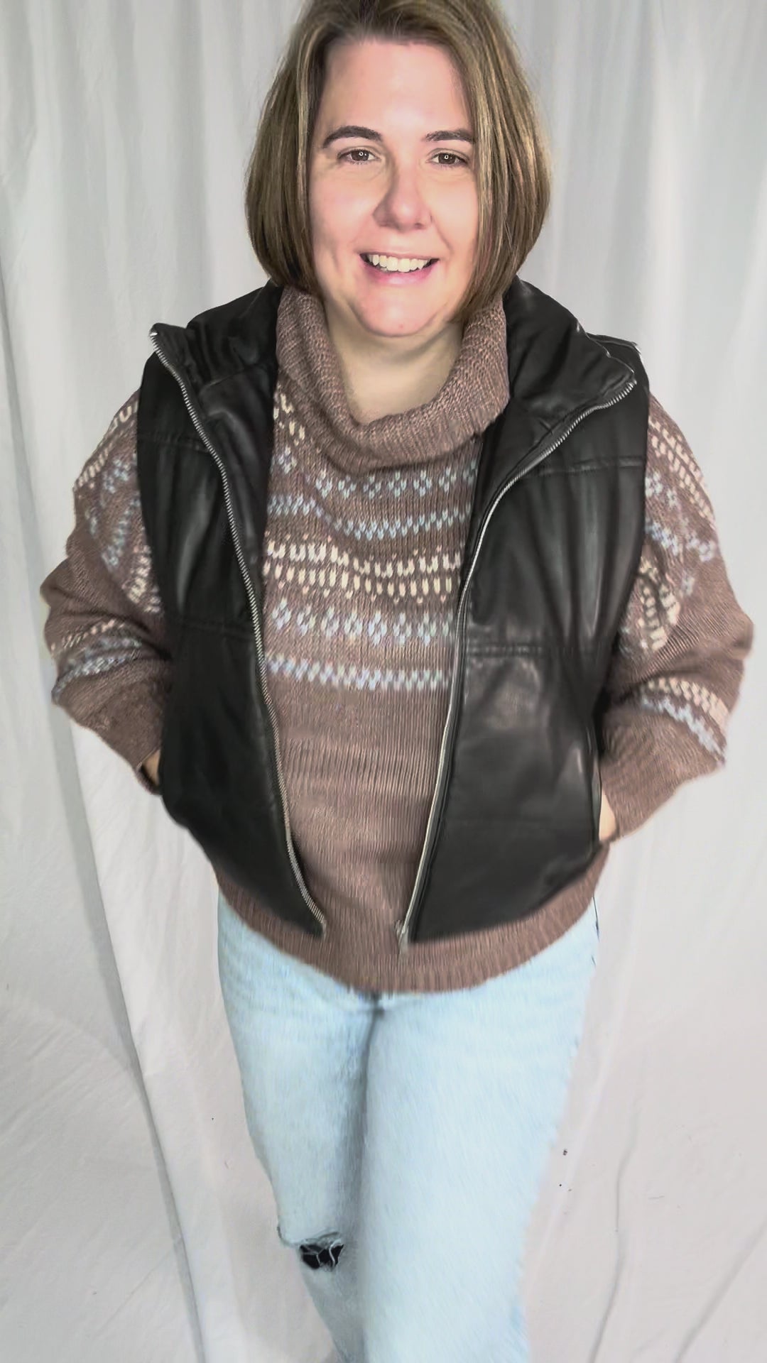 Vivianna Leather Look Puffer Vest- CHARCOAL