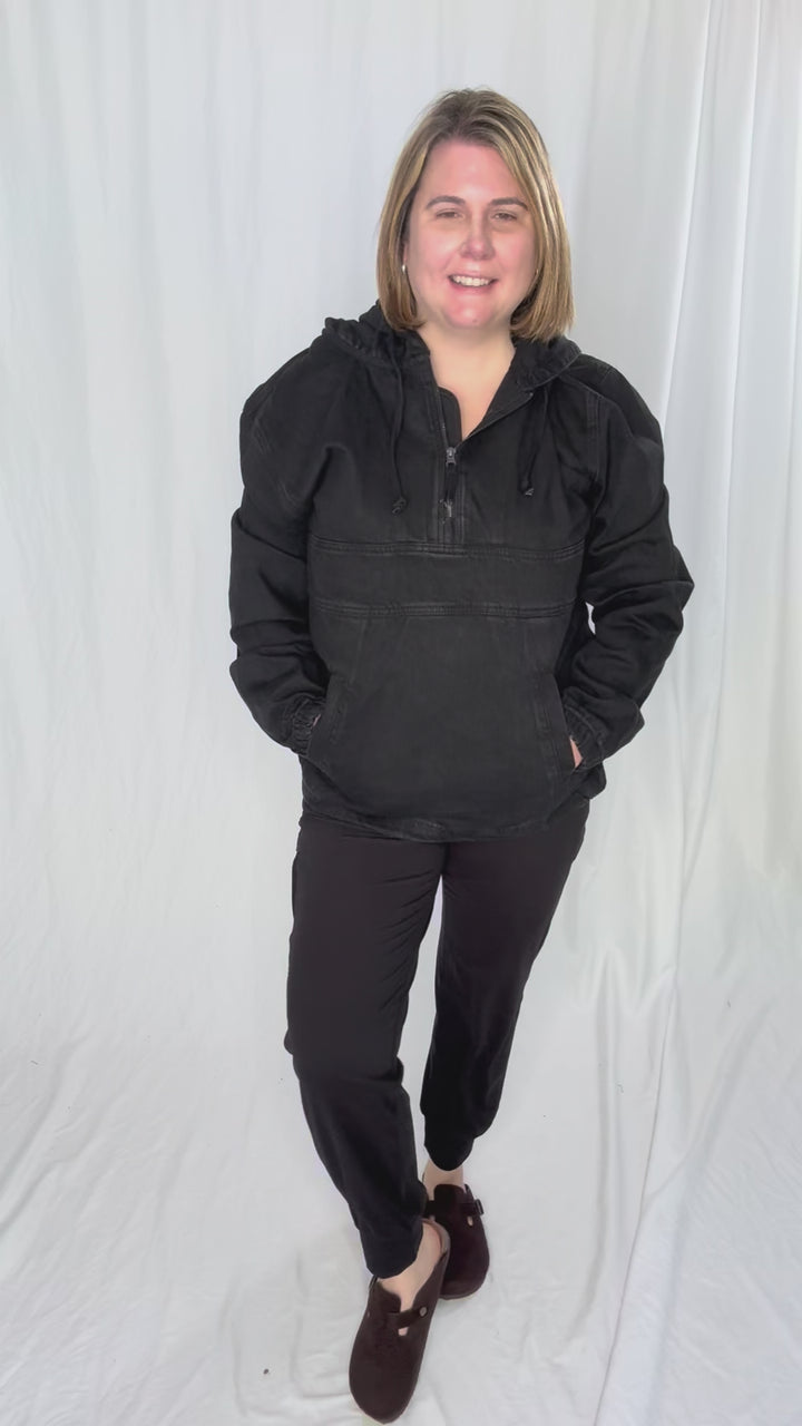 Bex Denim Hoodie Jacket- BLACK