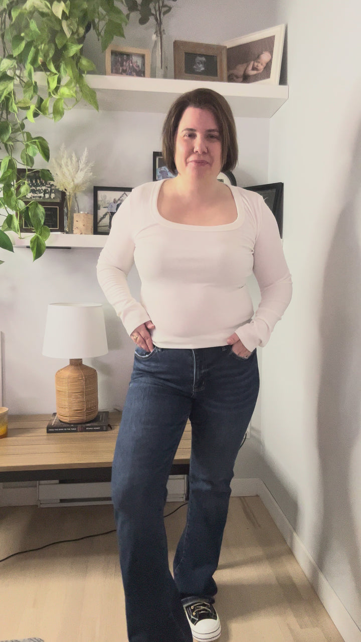 Beth Ribbed Scoop Neck Style- IVORY