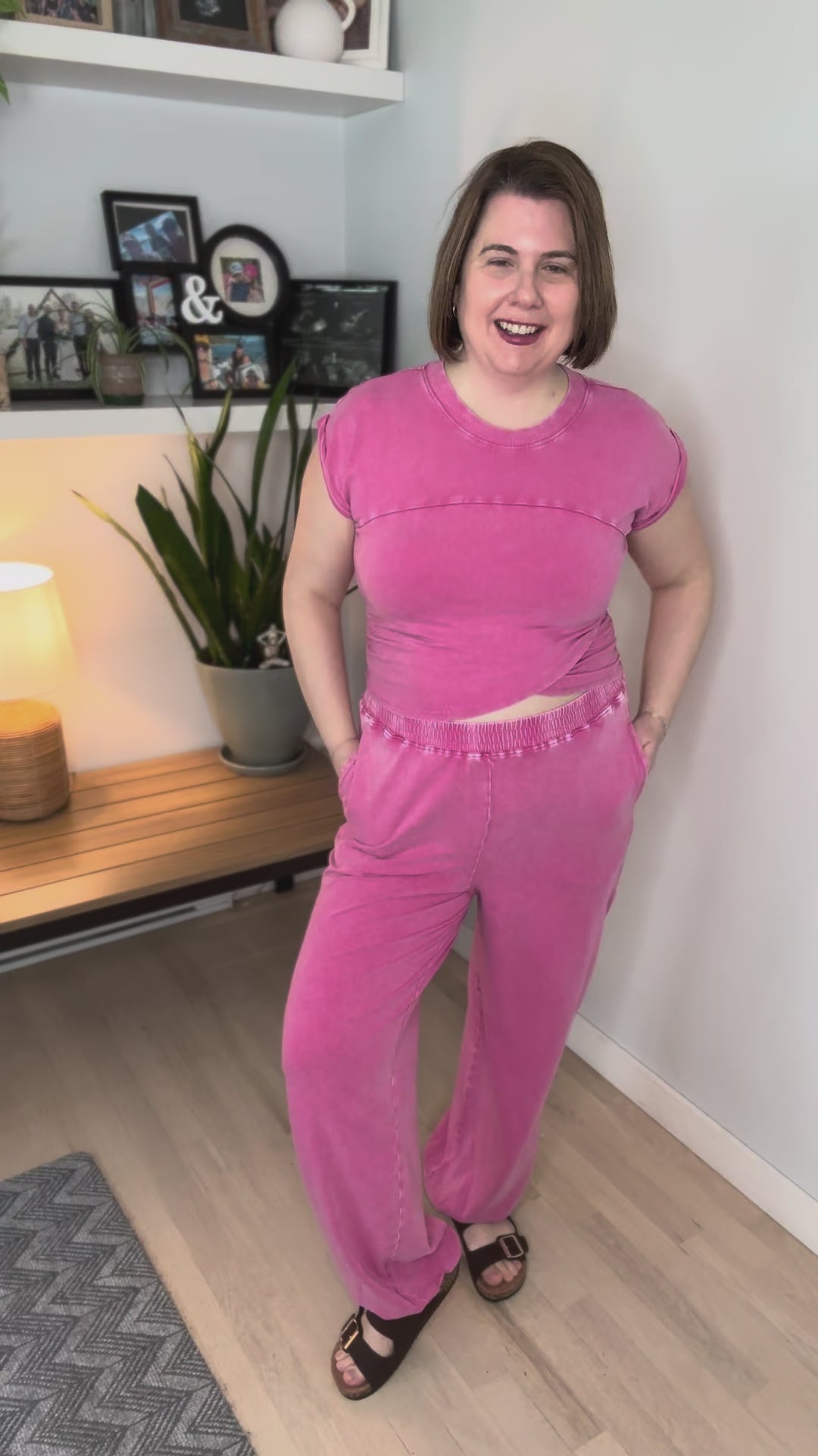 Maude Washed Stretch Cotton Set- FUCHSIA